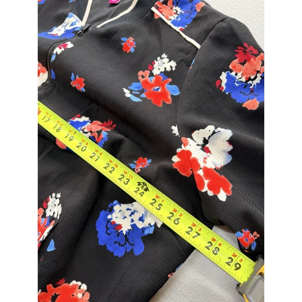 Vince Camuto 3X Plus Size Floral Bomber Jacket Black Zip Front Women’s